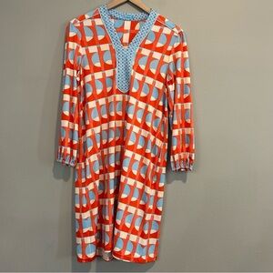J.McLaughlin Colorful Geometric Retro Boho Shift Summer Dress Small